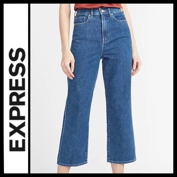 NWT Express High Rise Cropped Wide Leg Jean - Picture 1 of 5